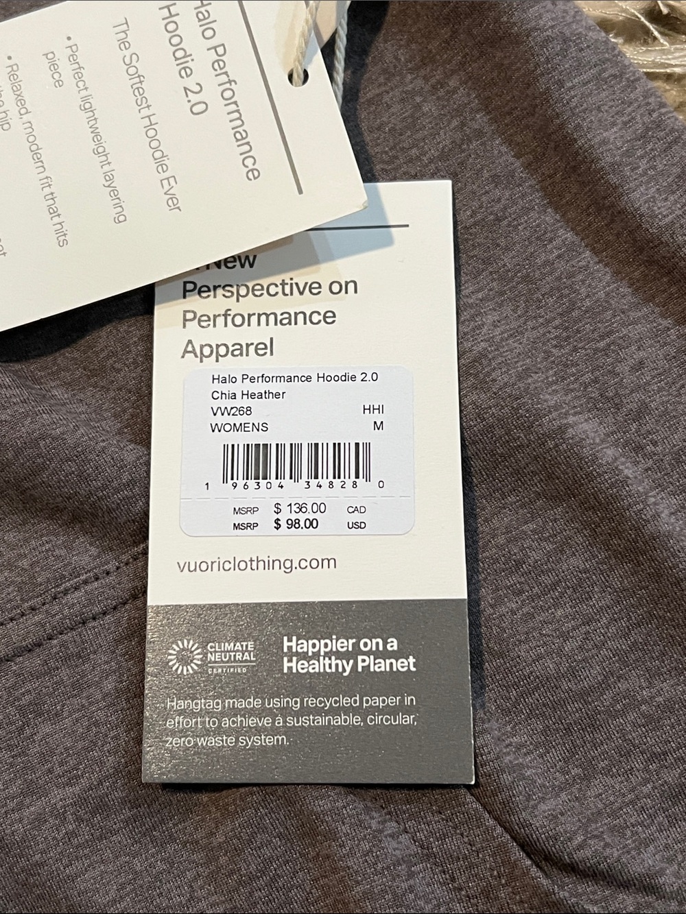 Vuori Halo Performance Hoodie 2.0 - Chai Heather - Picture 7 of 9